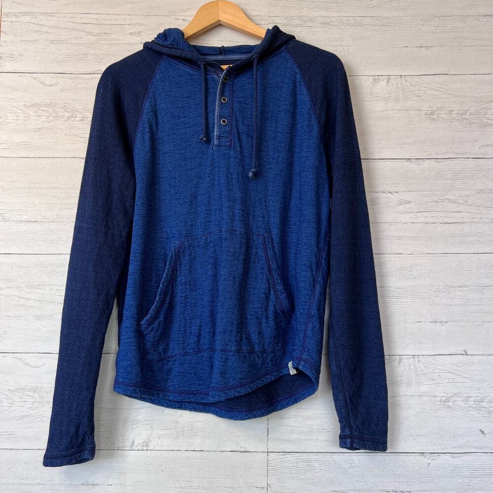 Lucky Brand Hoodie Womens Size Small Blue 100% Cotton Slouch Kangaroo Pocket